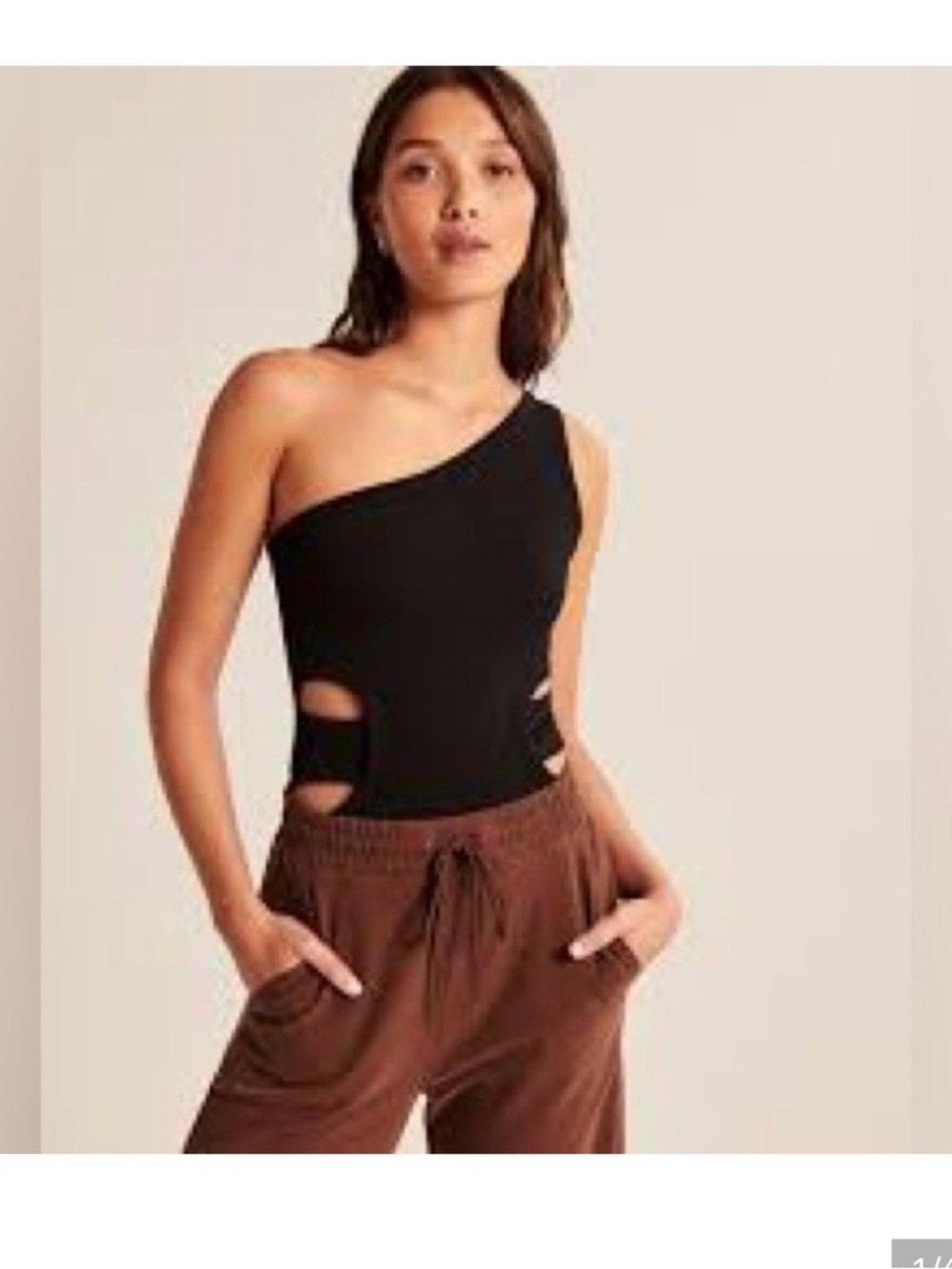 Women’s One-Piece Black Asymmetric Cutout Bodysuit